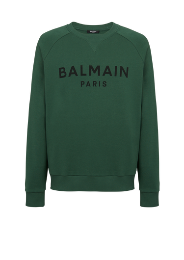 Eco-designed cotton sweatshirt with Balmain Paris metallic logo print