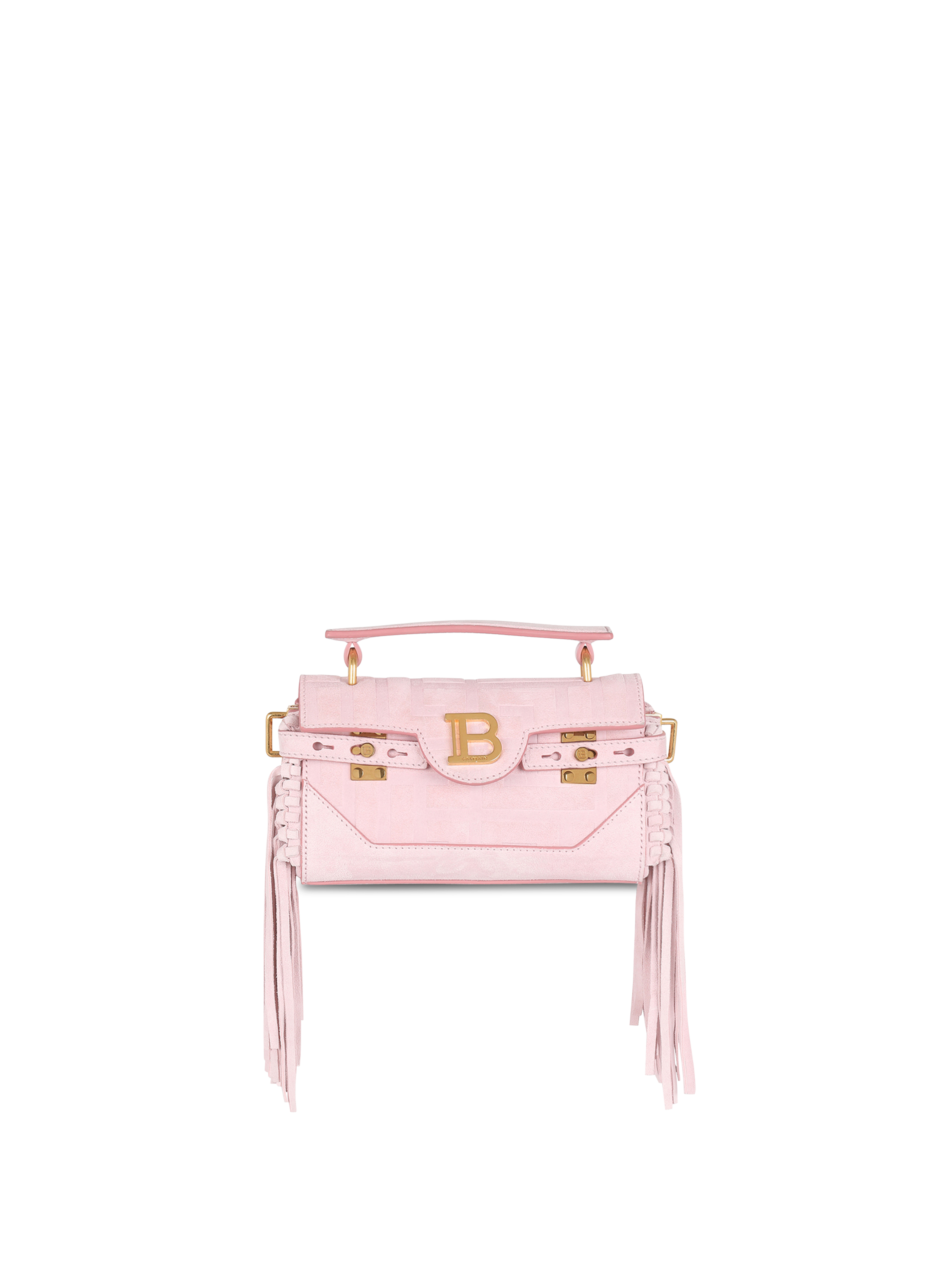 Suede B-Buzz 19 baguette bag with fringe, pink