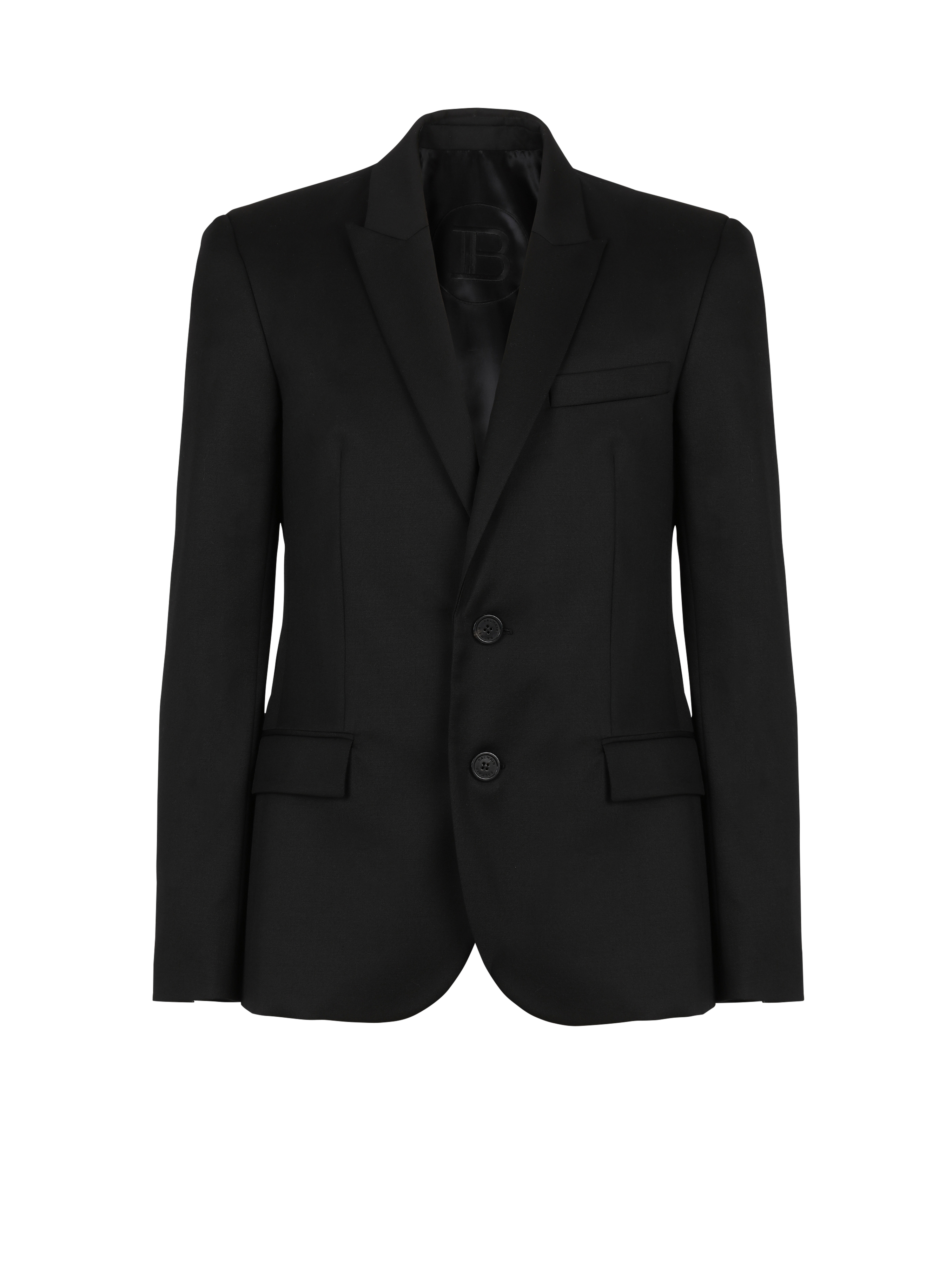 Two-button wool blazer, black