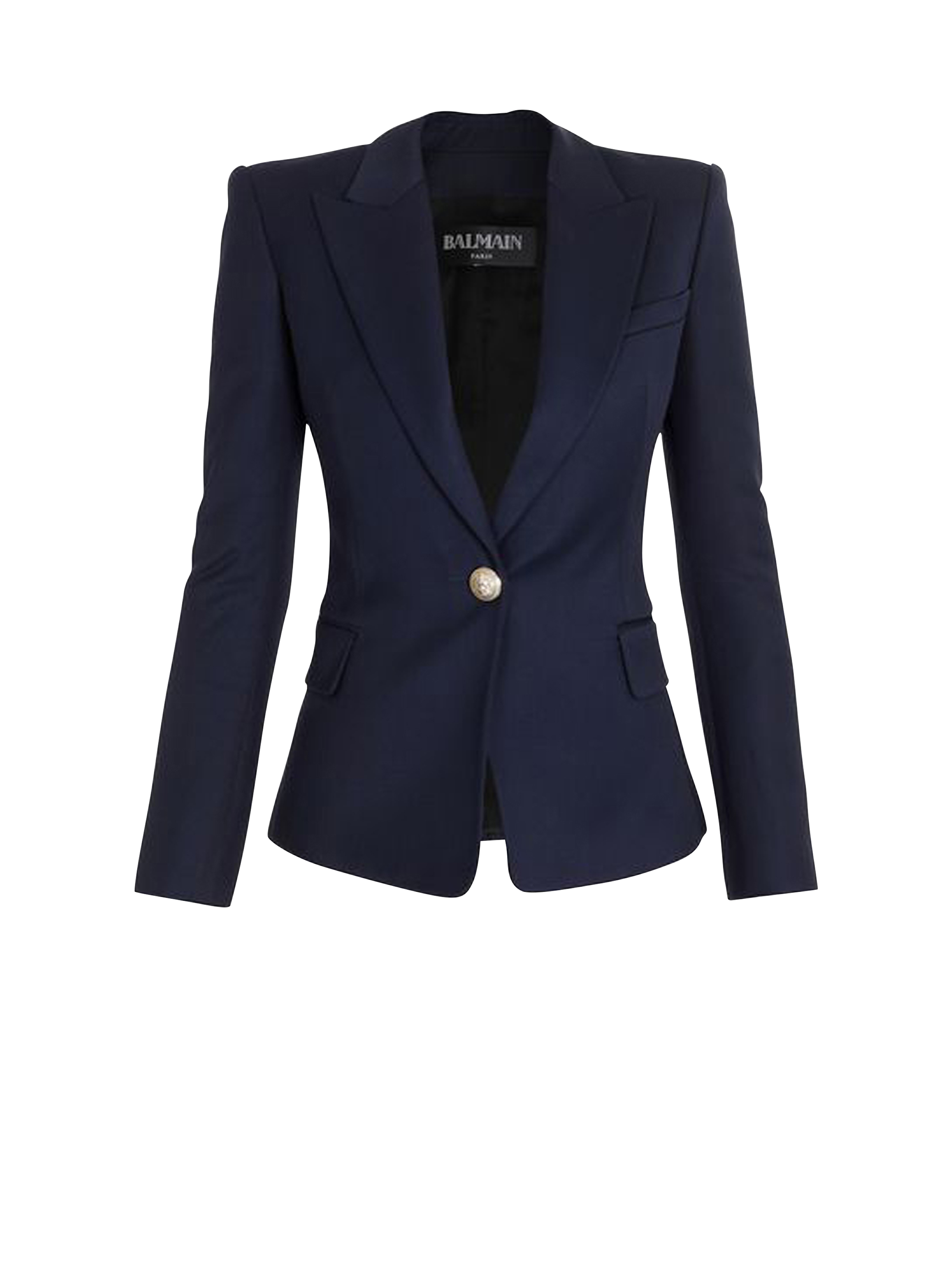 Wool single-button blazer, navy