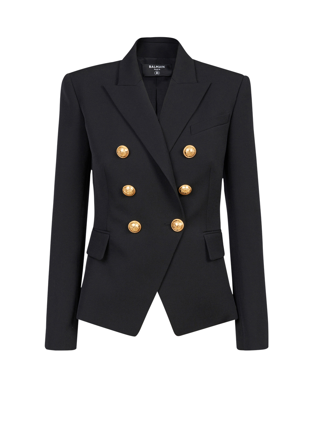 Wool double-breasted jacket, black, hi-res