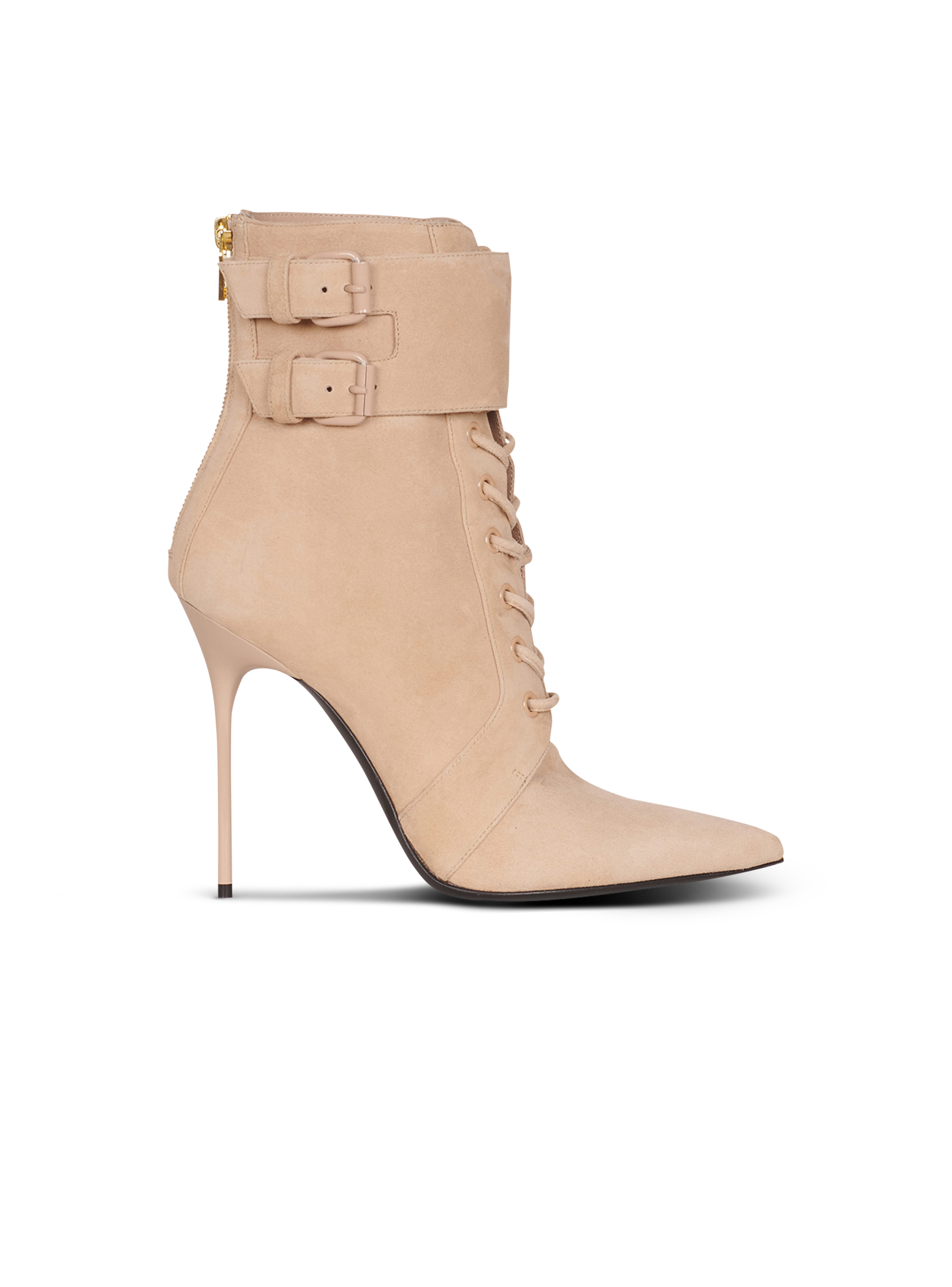 Suede Uria ankle boots, beige
