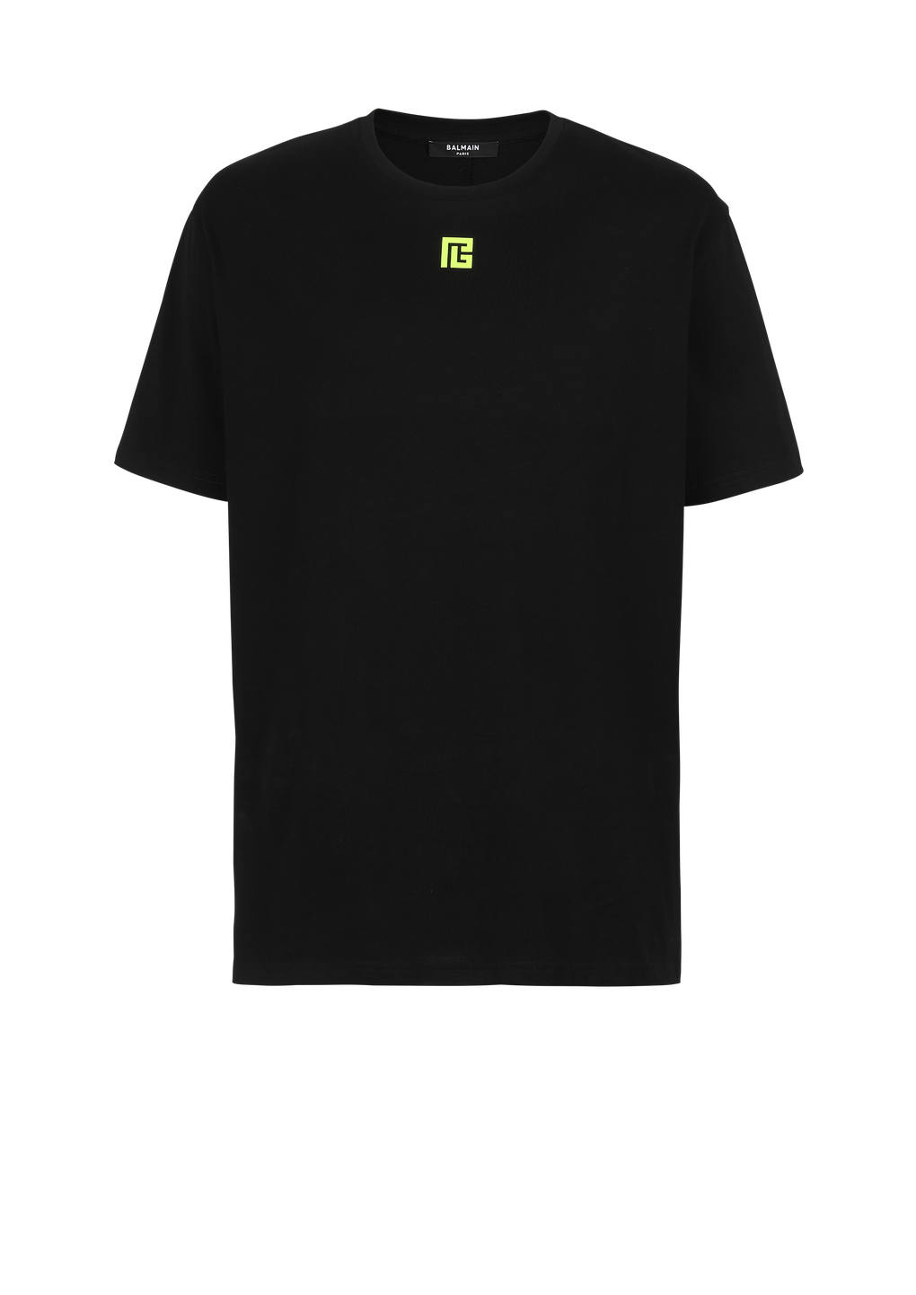 EXCLUSIVE - Cotton T-shirt with maxi Balmain logo print on back, black, hi-res