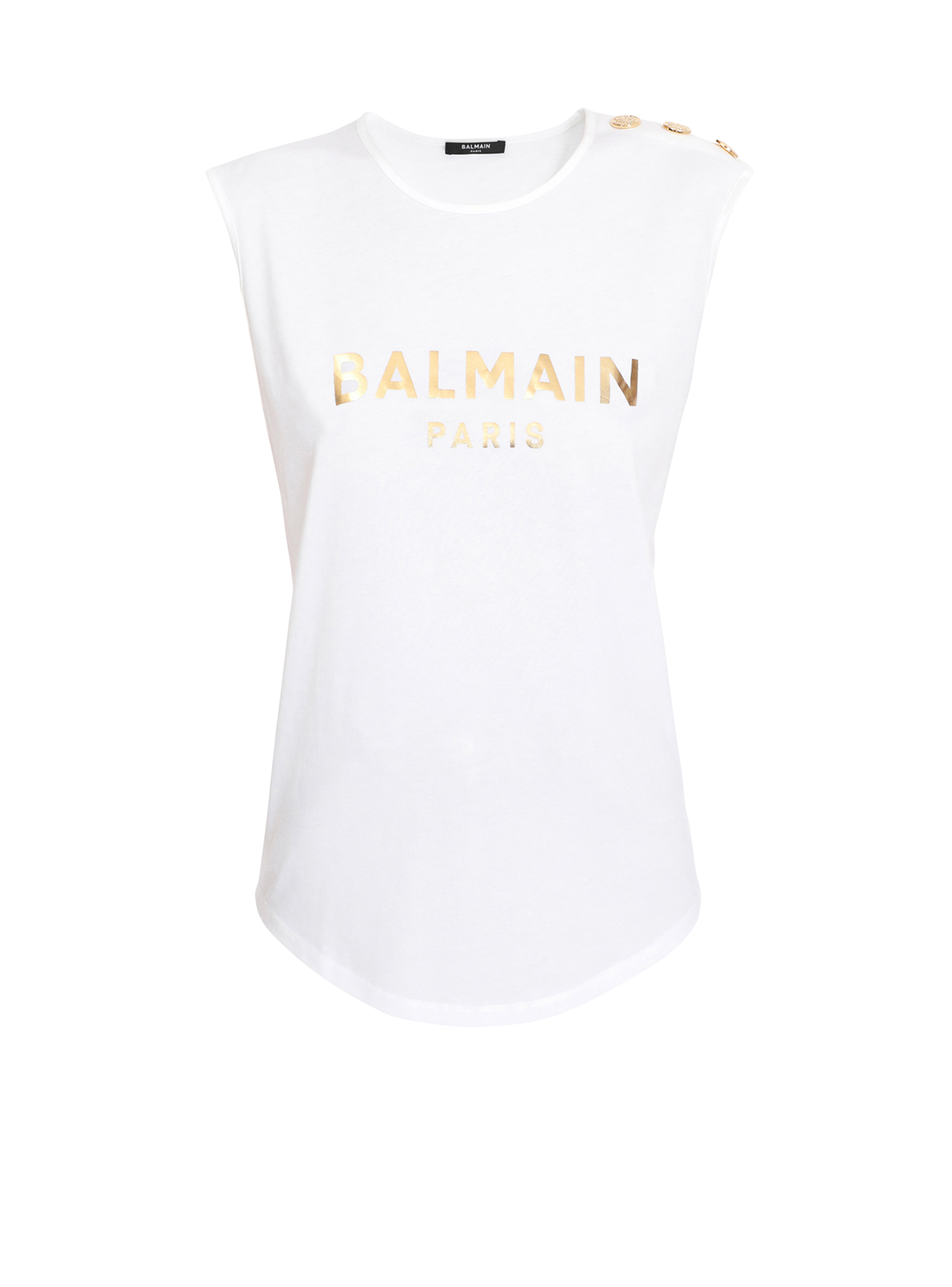 Cotton T-shirt with Balmain logo print, white