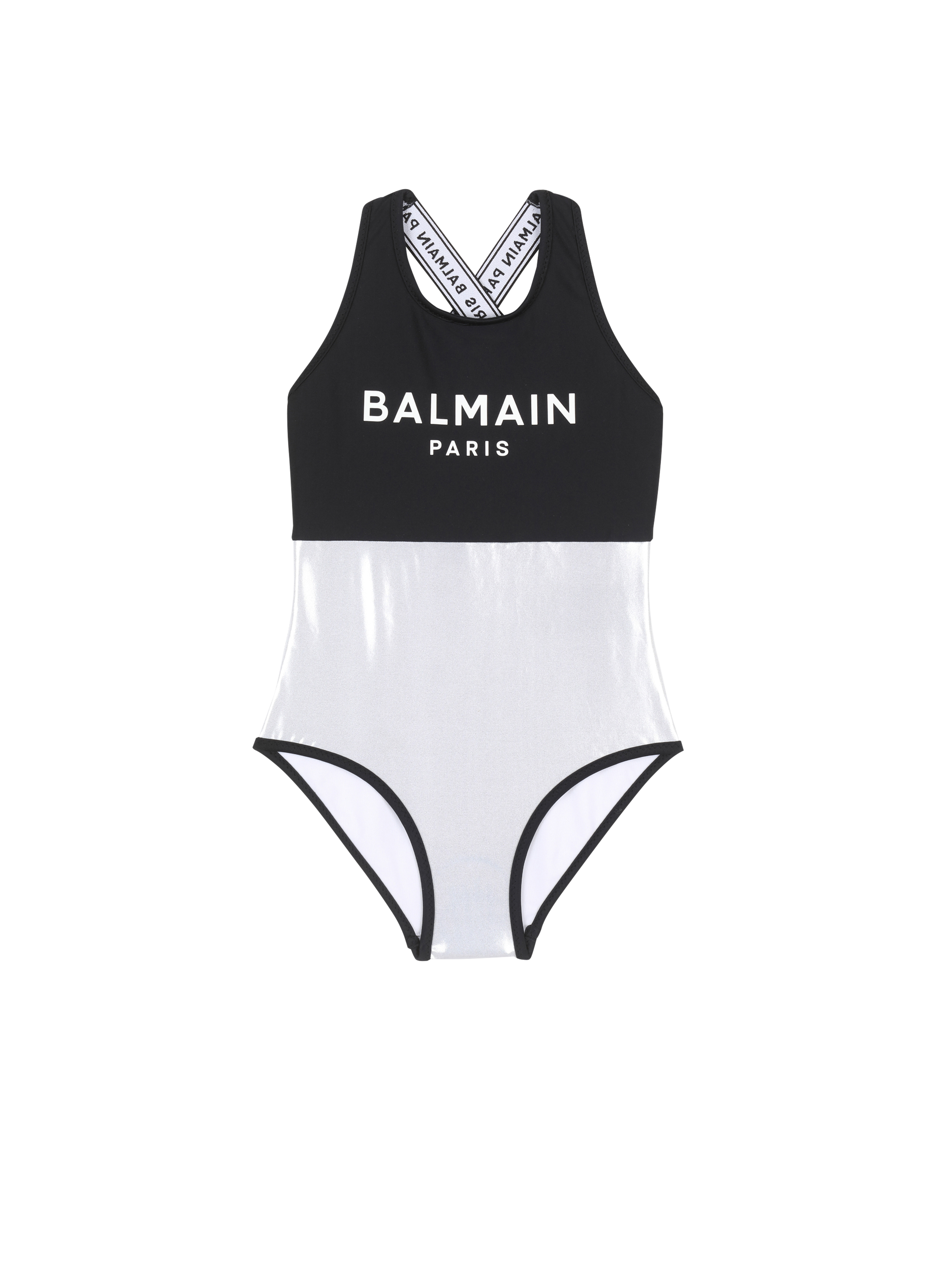 Balmain logo swimsuit, silver