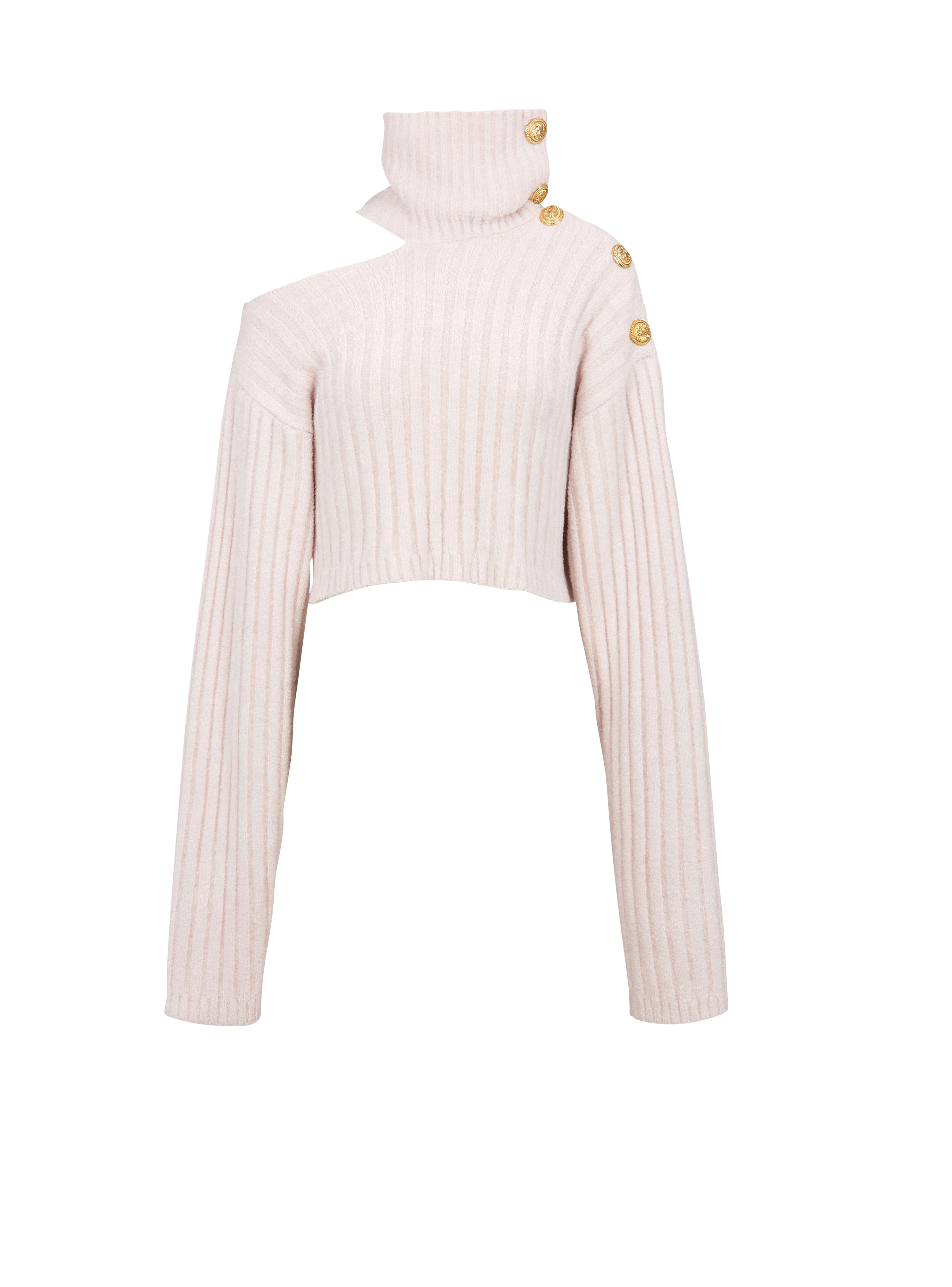 Cropped velvet pullover, pink