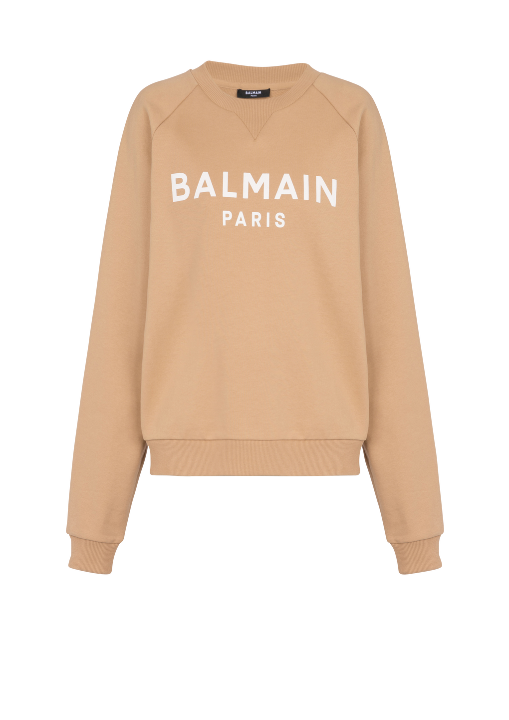 Cotton printed Balmain logo sweatshirt, brown, hi-res
