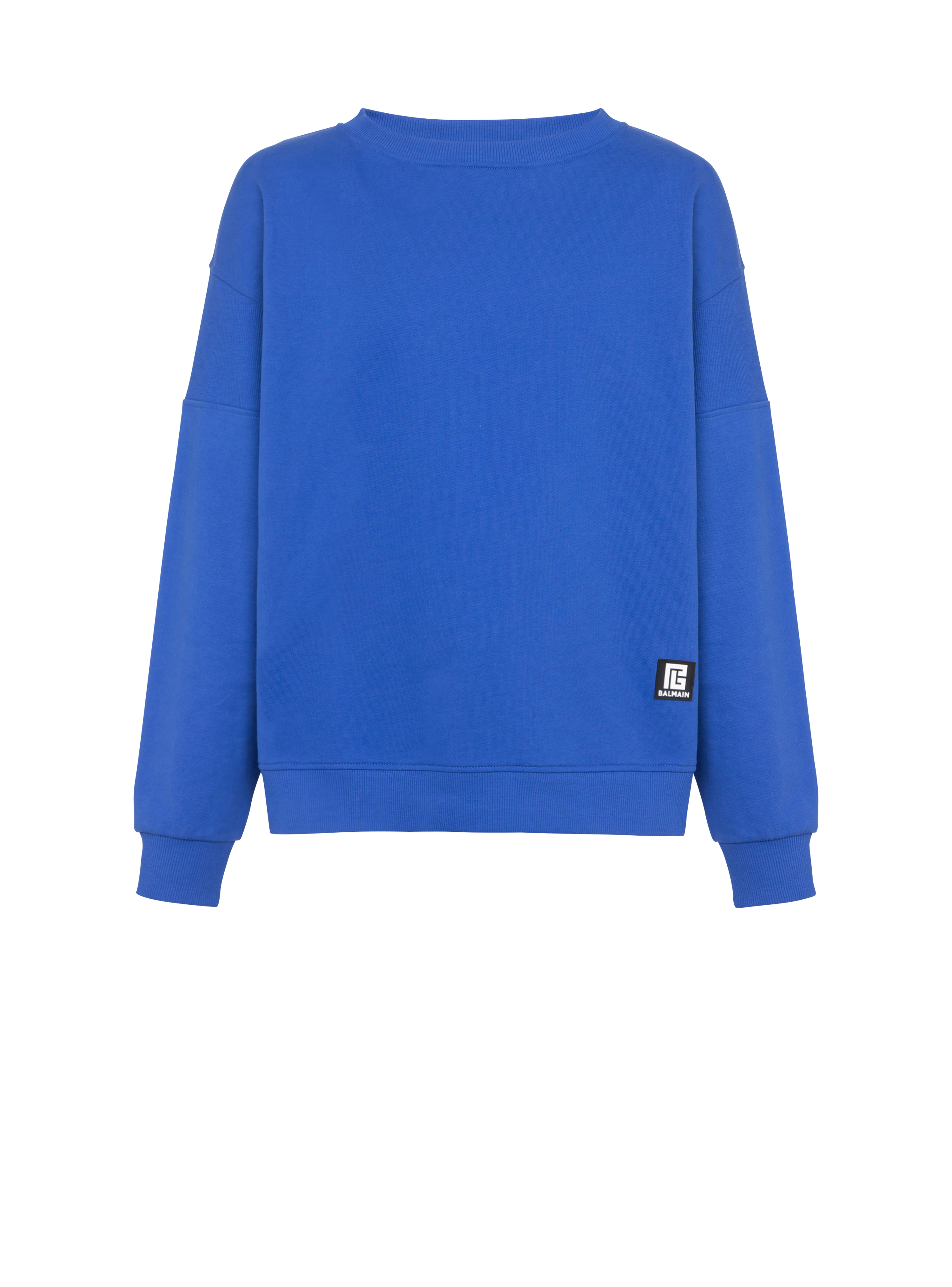 Eco-designed cotton sweatshirt with Balmain logo print, navy